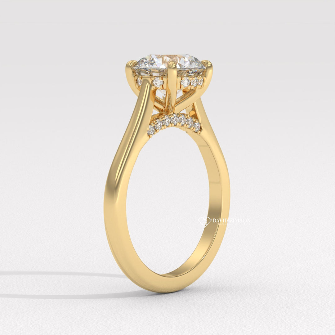 2.0CT-3.0CT Round Moissanite Diamond Hidden Halo Bridge Set Engagement Ring