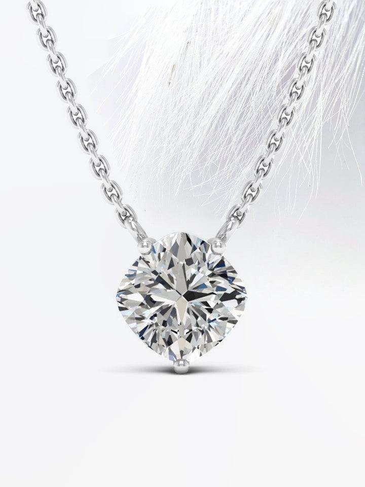 Cushion Cut Moissanite Diamond Solitaire Colleen Necklace for Her