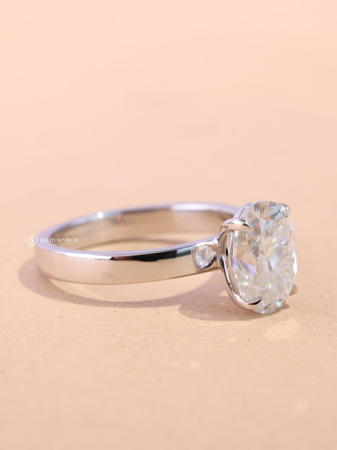 1.50CT-2.50CT Oval Cut Moissanite Diamond Thick Band Engagement Ring