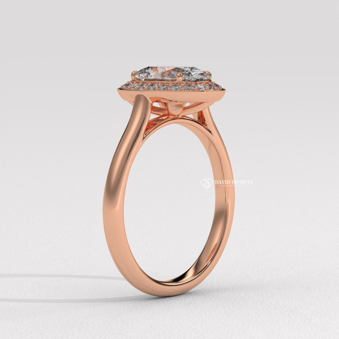 1.50CT-2.50CT Oval Cut Moissanite Channel Set Halo Diamond Engagement Ring