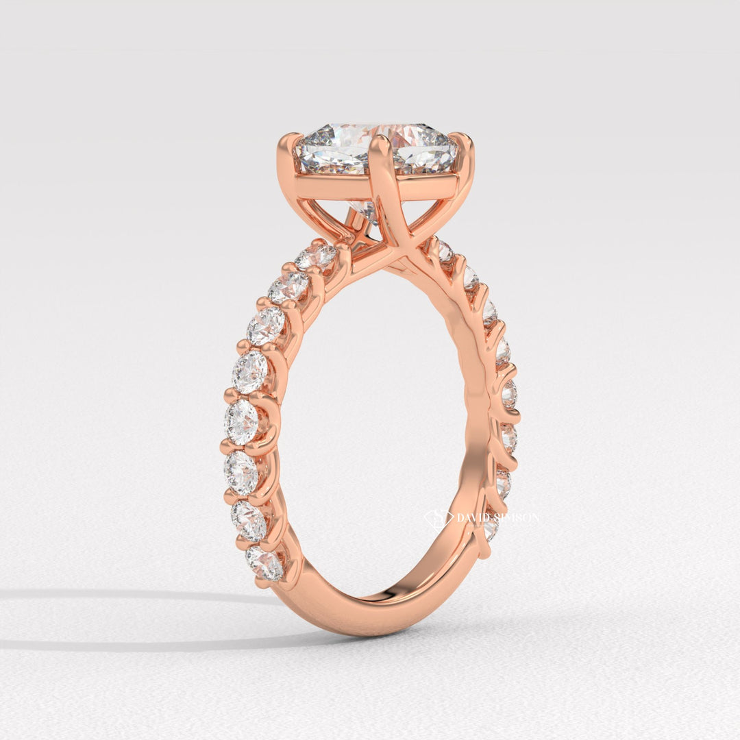 1.50CT-2.50CT Cushion Moissanite Diamond Pave Engagement Ring