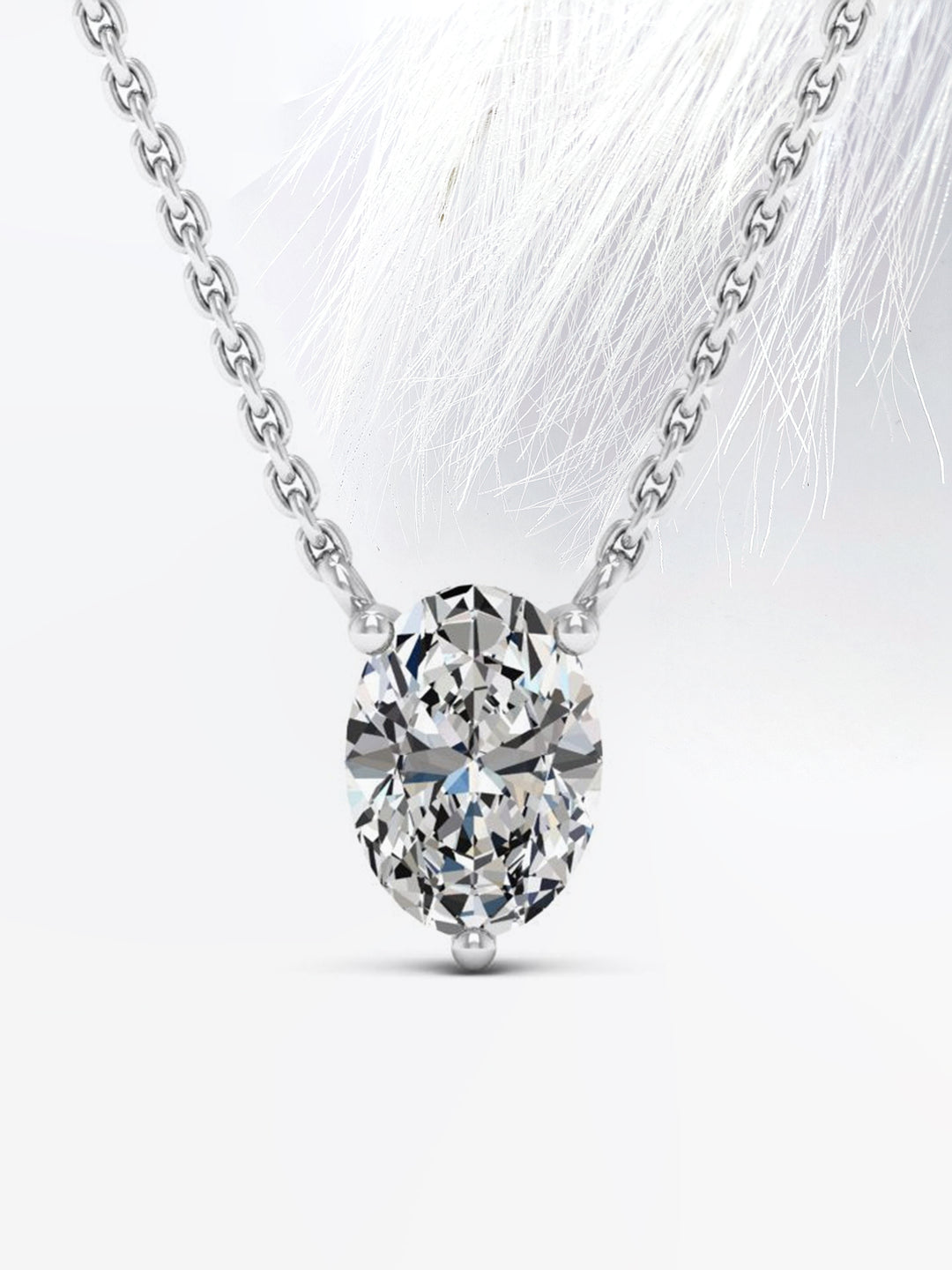 Oval Cut Moissanite Diamond Solitaire Necklace for Her