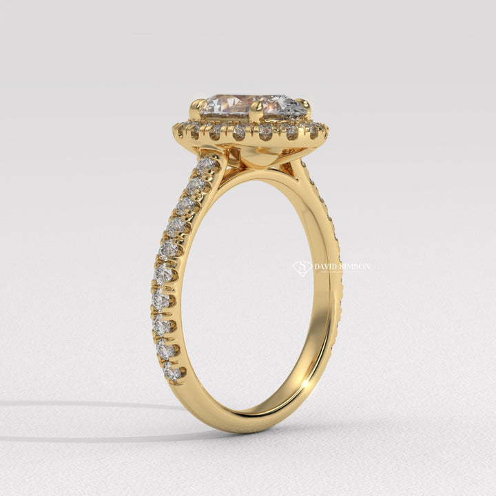 2.0CT-3.0CT Oval Cut Moissanite Halo Diamond Pave Engagement Ring