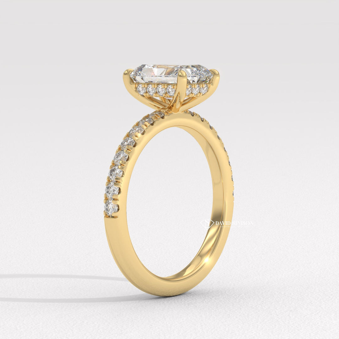 1.50CT-2.50CT Radiant Moissanite Diamond Hidden Halo Pave Engagement Ring