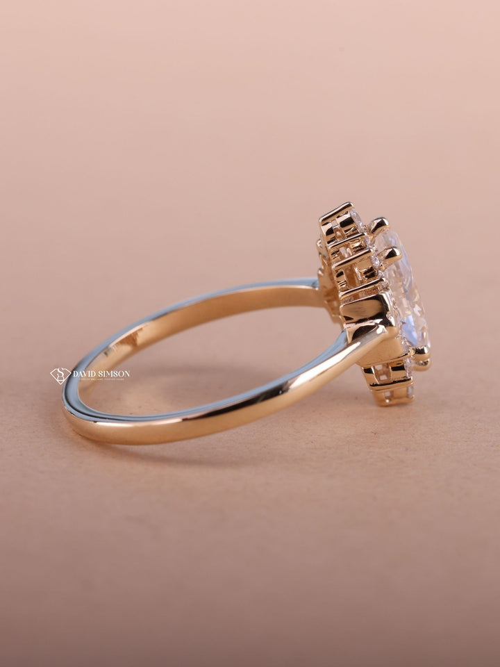 1.0CT-2.0CT Marquise Cut Moissanite Diamond Cluster Engagement Ring