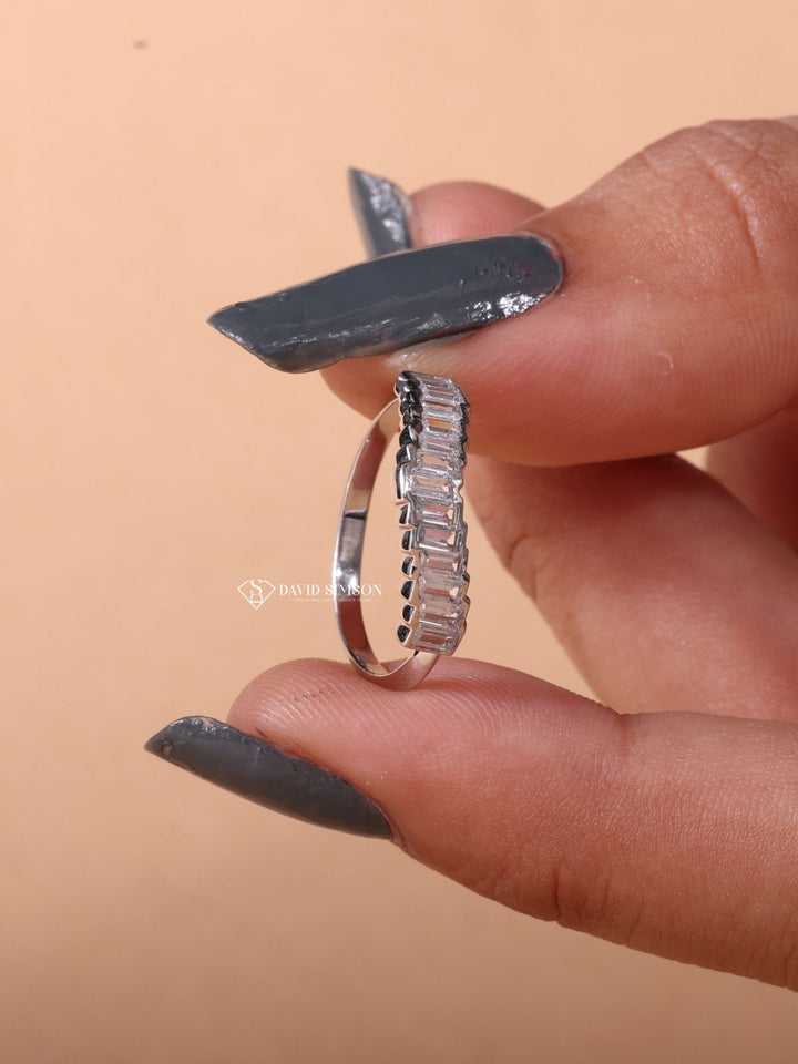 Baguette Cut Moissanite Diamond Unique Curved Wedding Band