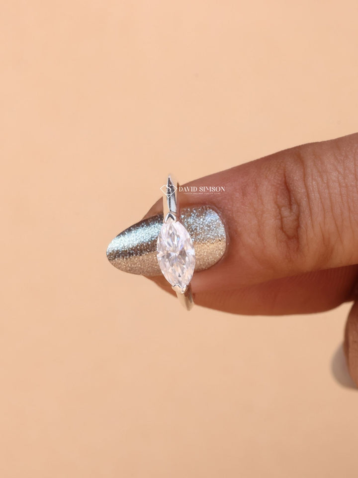 1.50CT-2.50CT East West Marquise Cut Moissanite Diamond Engagement Ring
