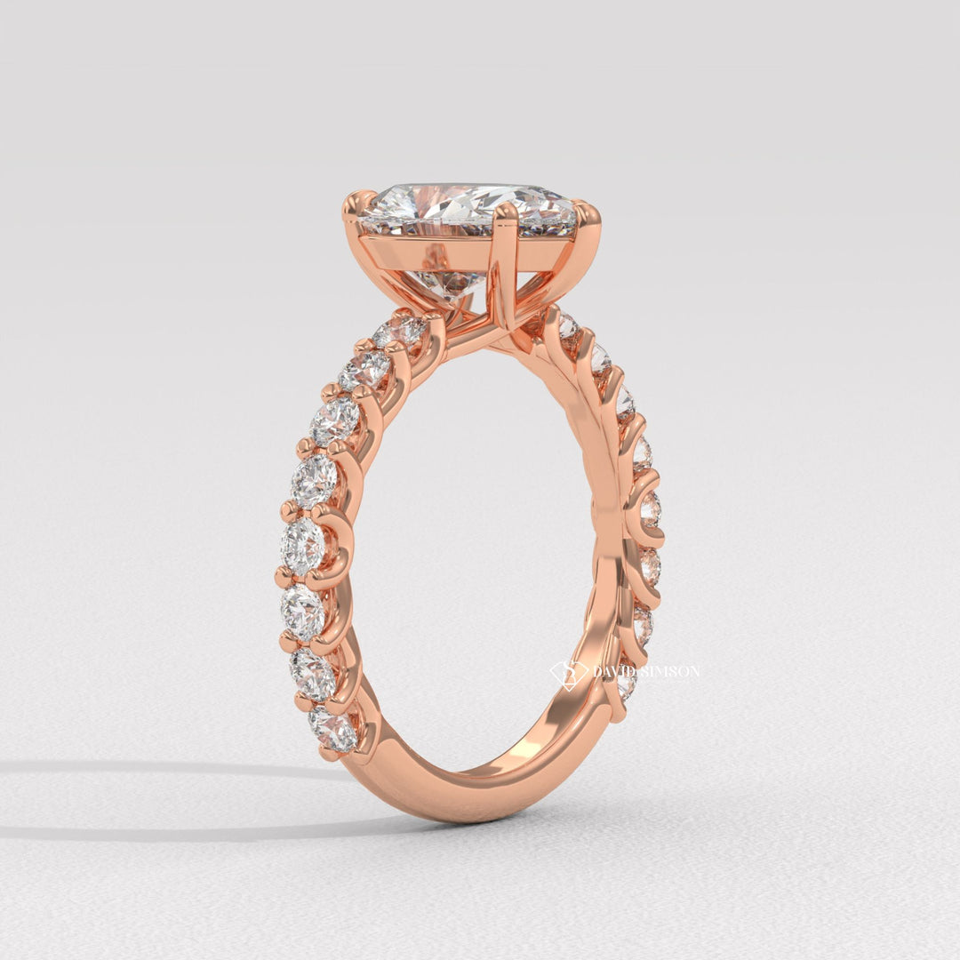 2.0CT-3.0CT Pear Moissanite Diamond Pave Engagement Ring