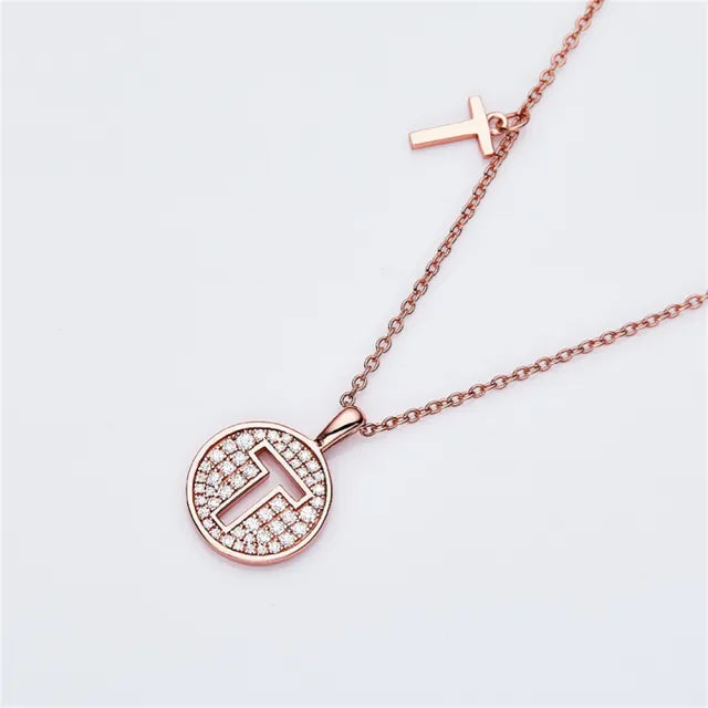 " T " Letter Moissanite Diamond Necklace for Women