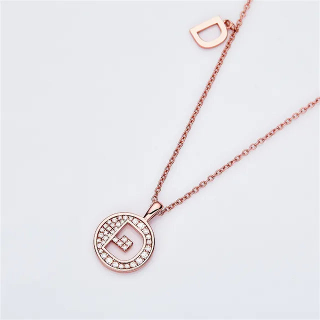 " D " Letter Moissanite Diamond Necklace for Women