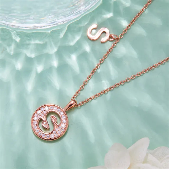 " S " Letter Moissanite Diamond Necklace for Women