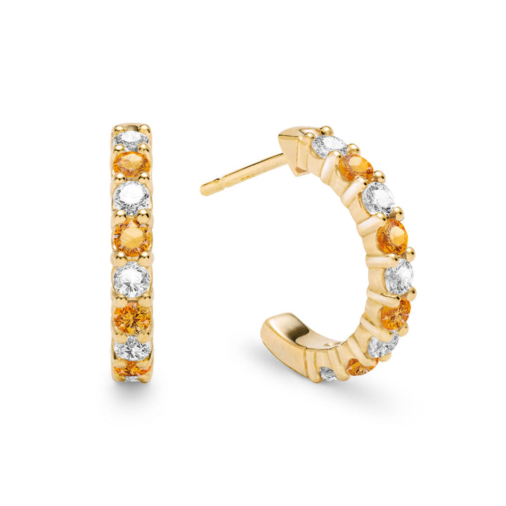 1.08CT Round Citrine Diamond November Birthstone Hoops