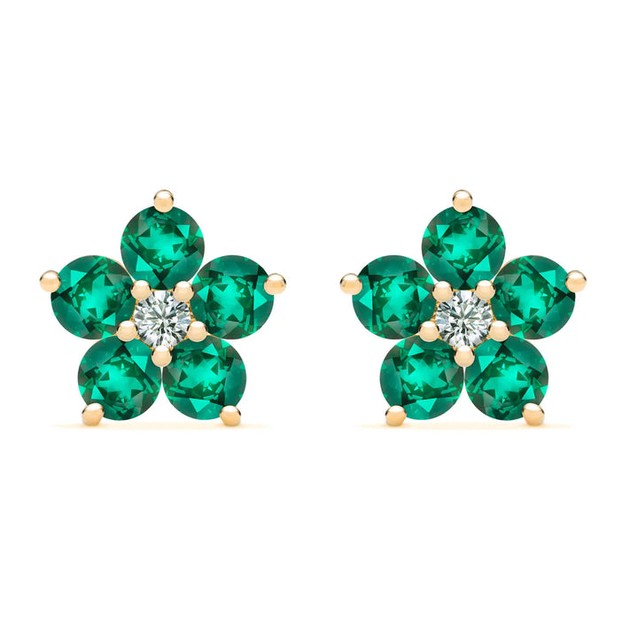 3.0CT Round Emerald Diamond May Birthstone Studs Earrings