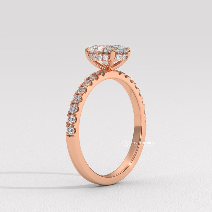 2.0CT-3.0CT Oval Moissanite Diamond Hidden Halo Engagement Ring
