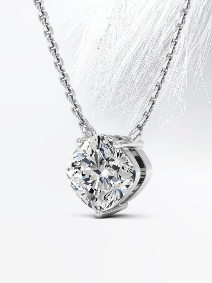 Cushion Cut Moissanite Diamond Solitaire Colleen Necklace for Her