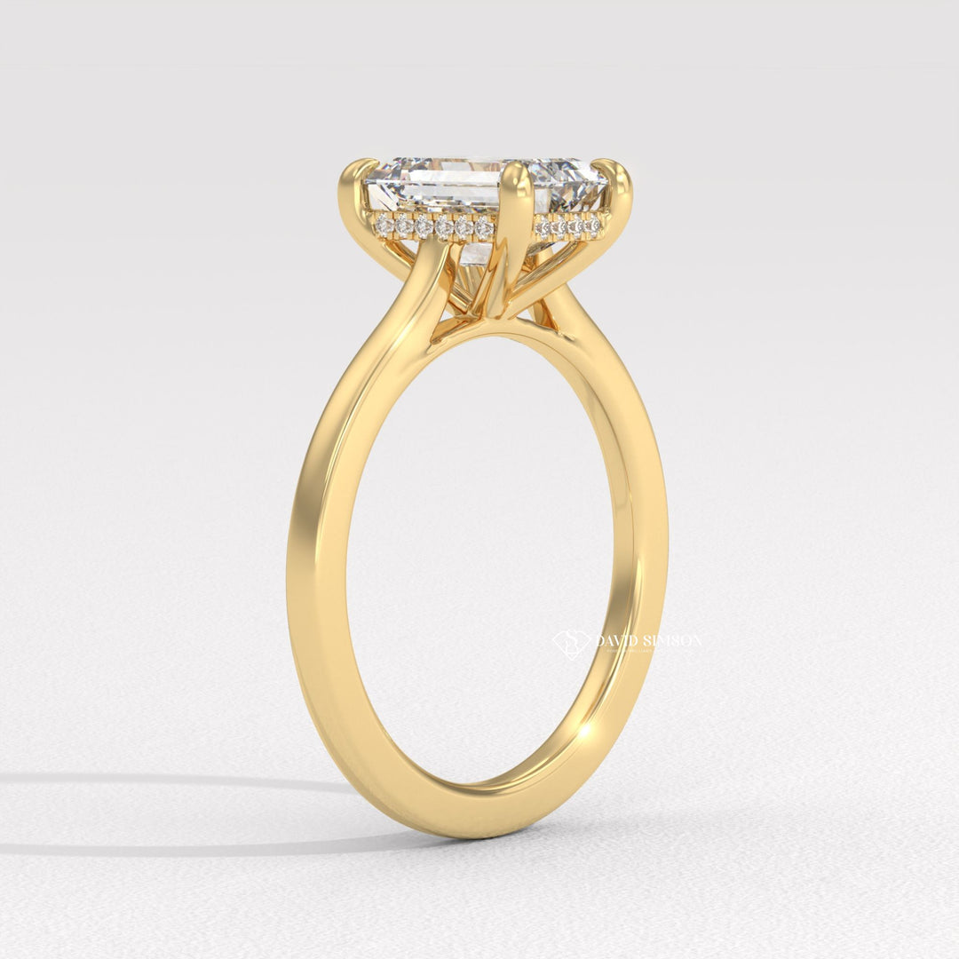 2.0CT-3.0CT Emerald Moissanite Diamond Hidden Halo Engagement Ring