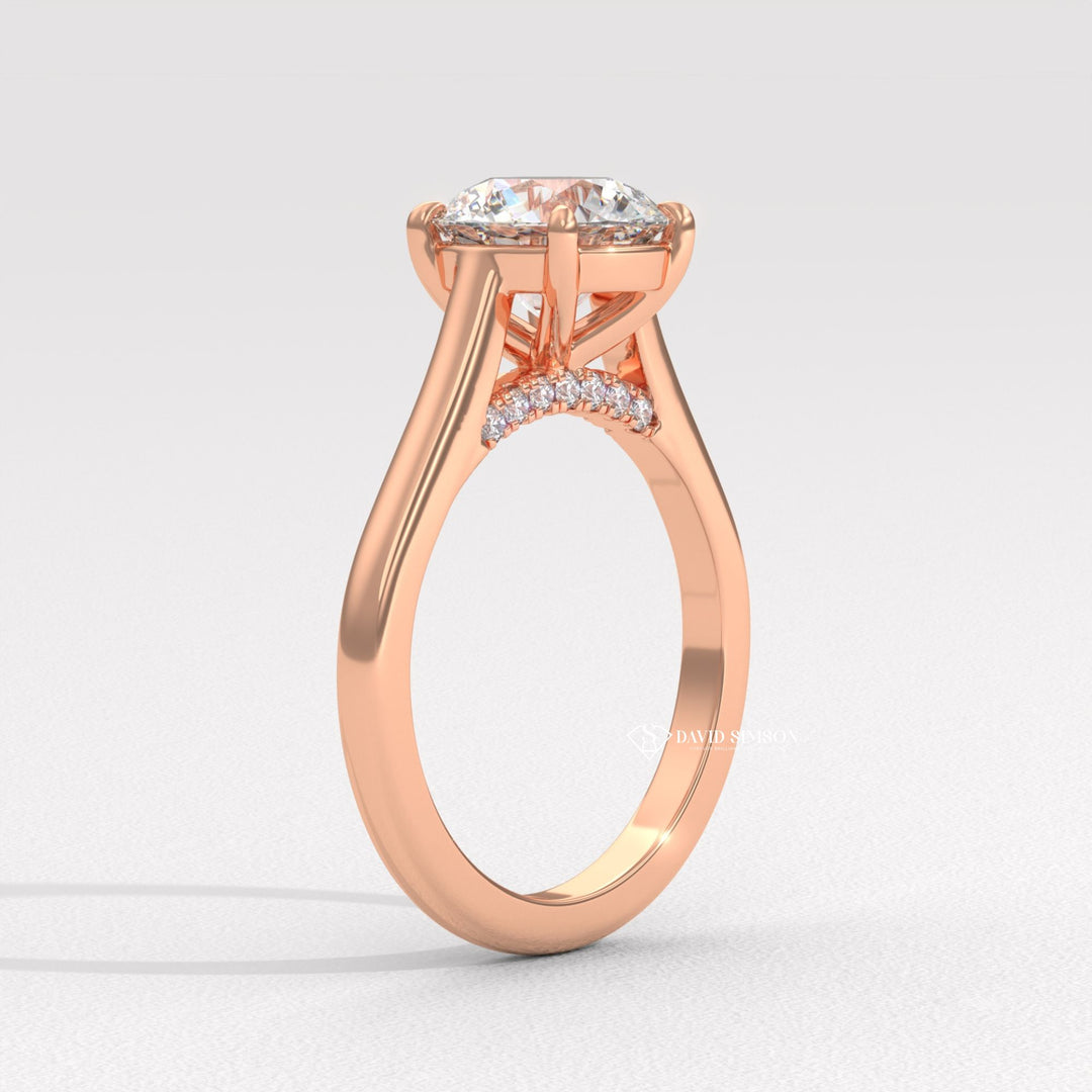 1.50CT-2.50CT Round Moissanite Bridge Set Diamond Solitaire Engagement Ring