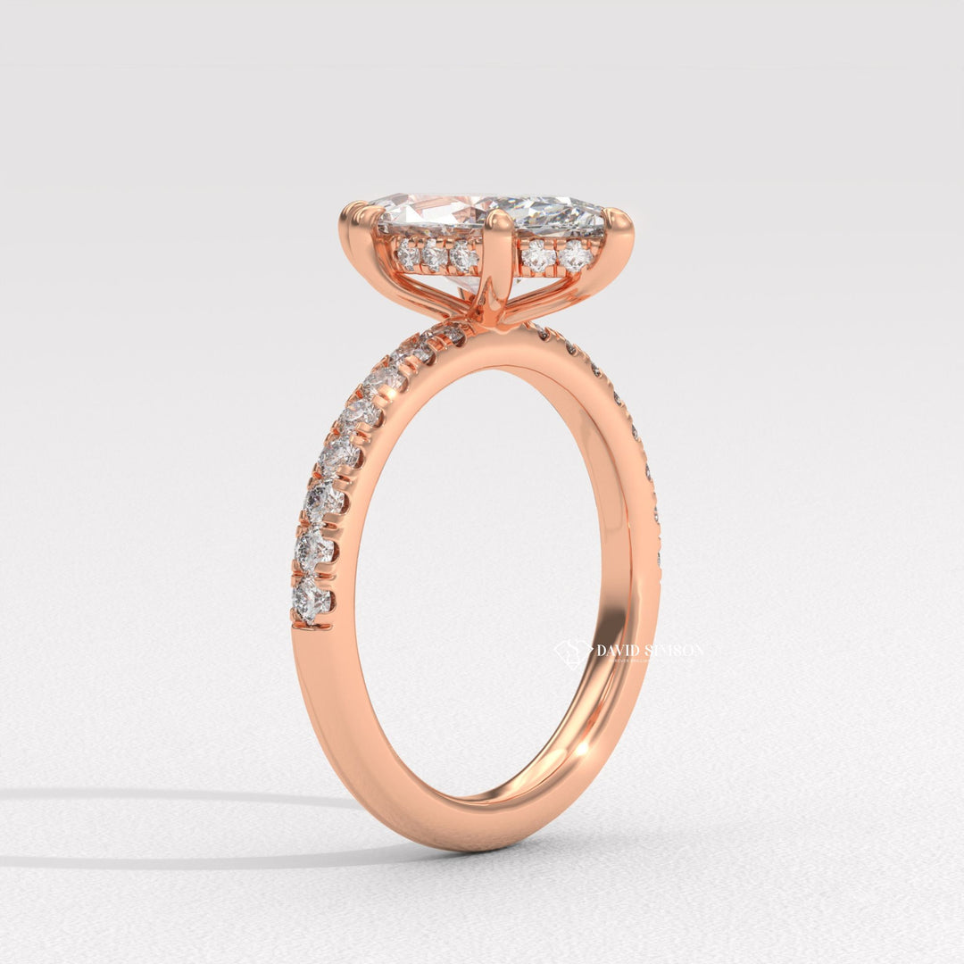 2.0CT-3.0CT Marquise Hidden Halo Moissanite Diamond Engagement Ring
