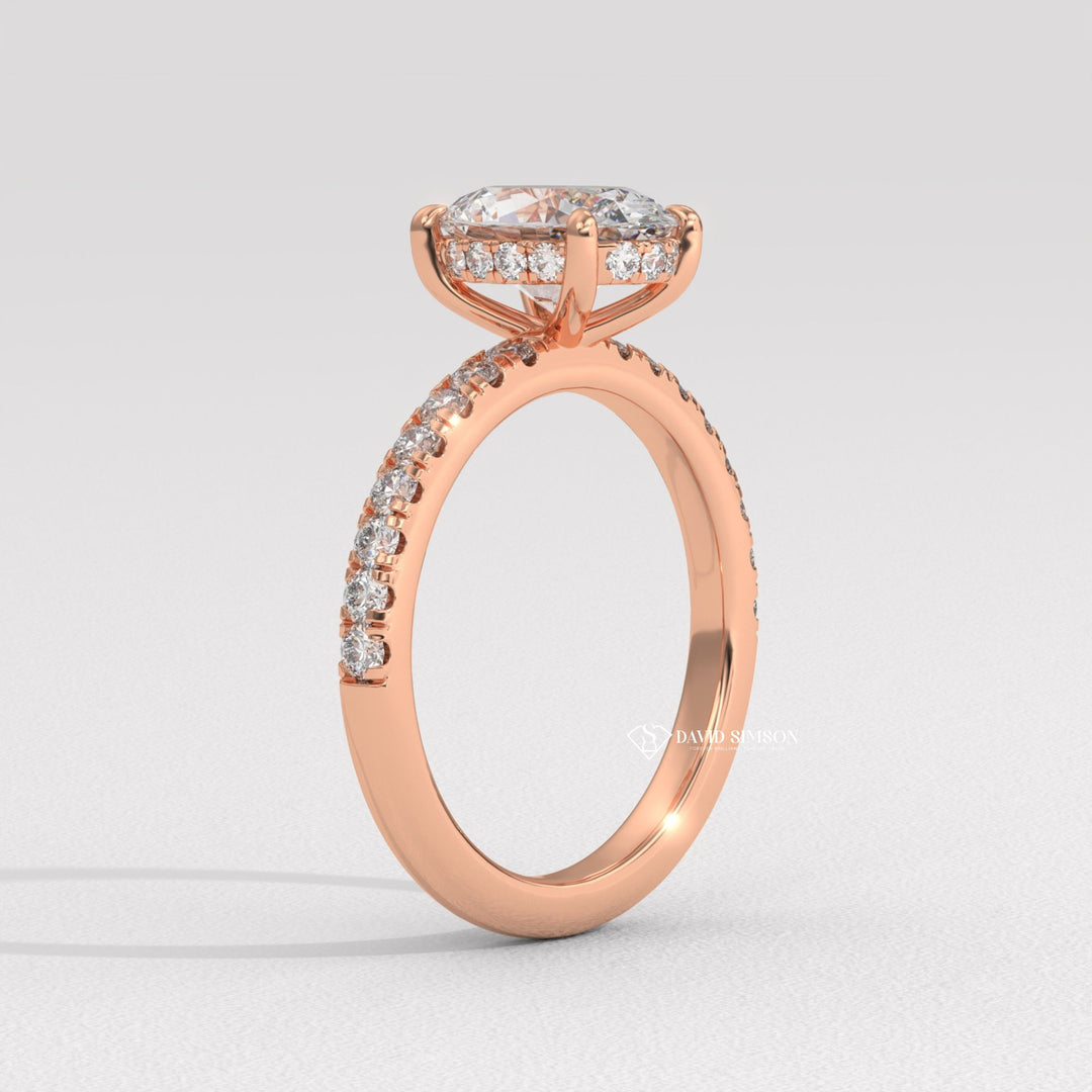 3.0CT-4.0CT Oval Moissanite Hidden Halo Diamond Engagement Ring