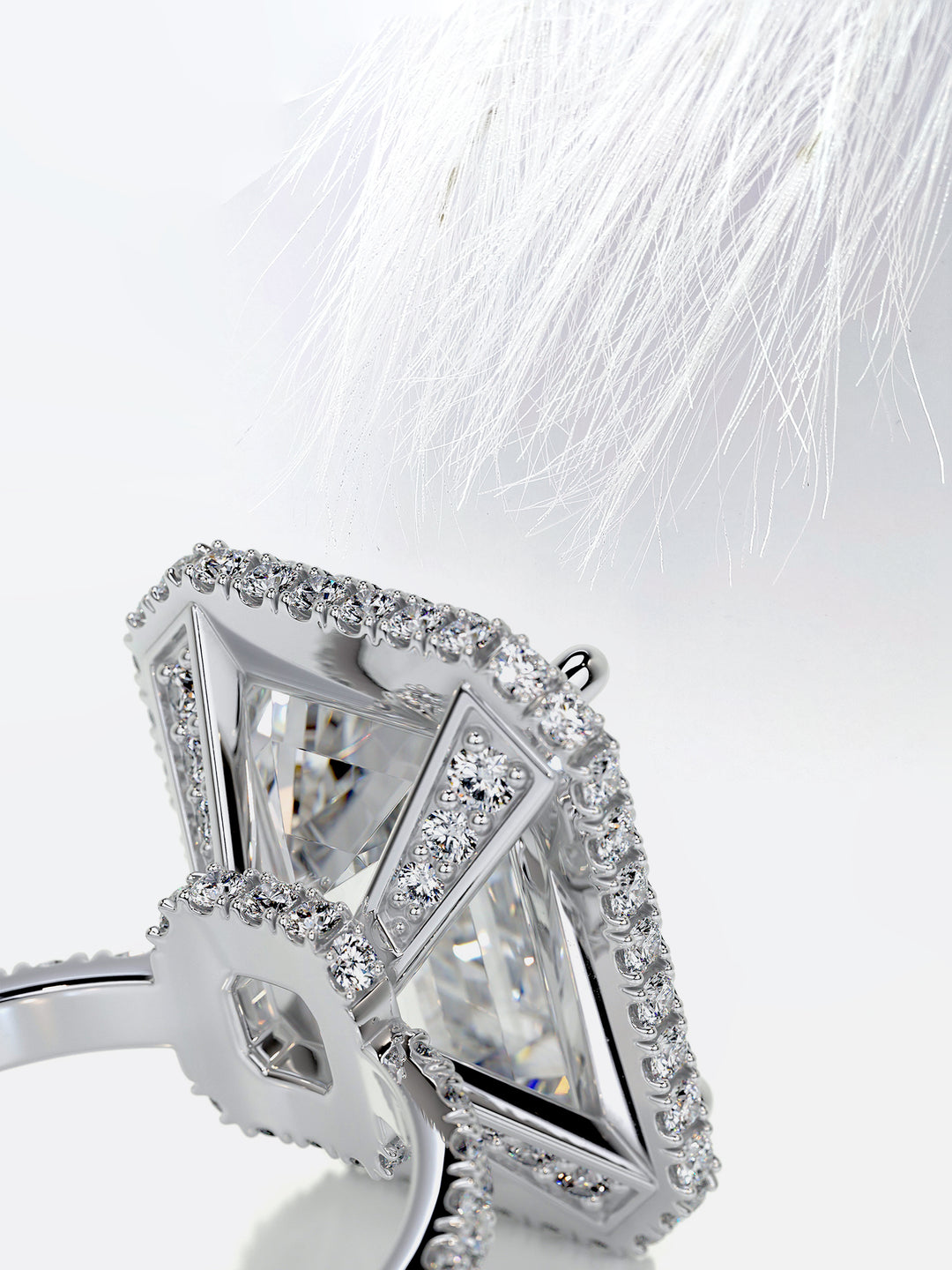 6.75CT Emerald Cut Halo Moissanite Diamond Engagement Ring