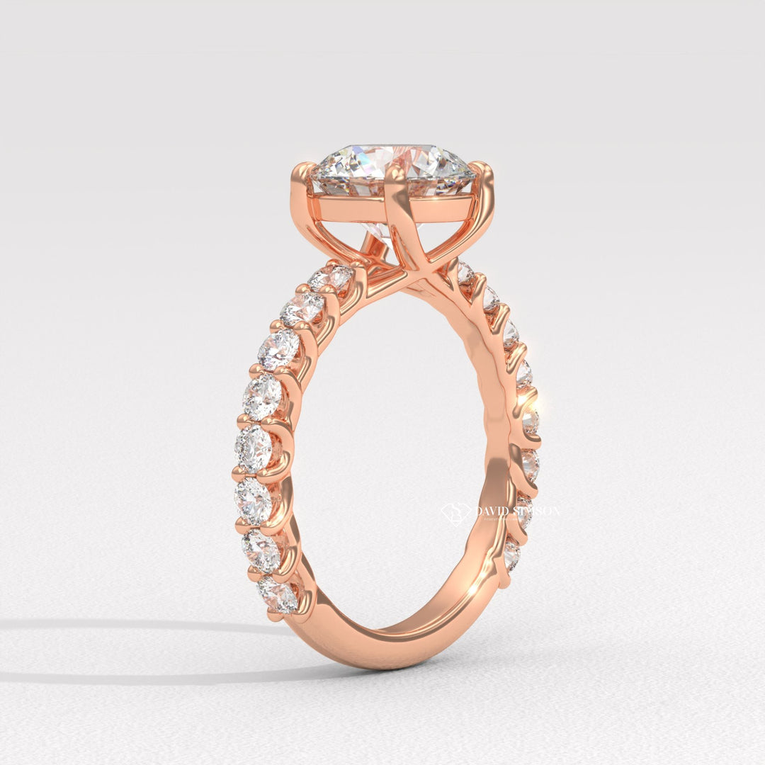 1.50CT-2.50CT Round Moissanite Diamond Pave Engagement Ring