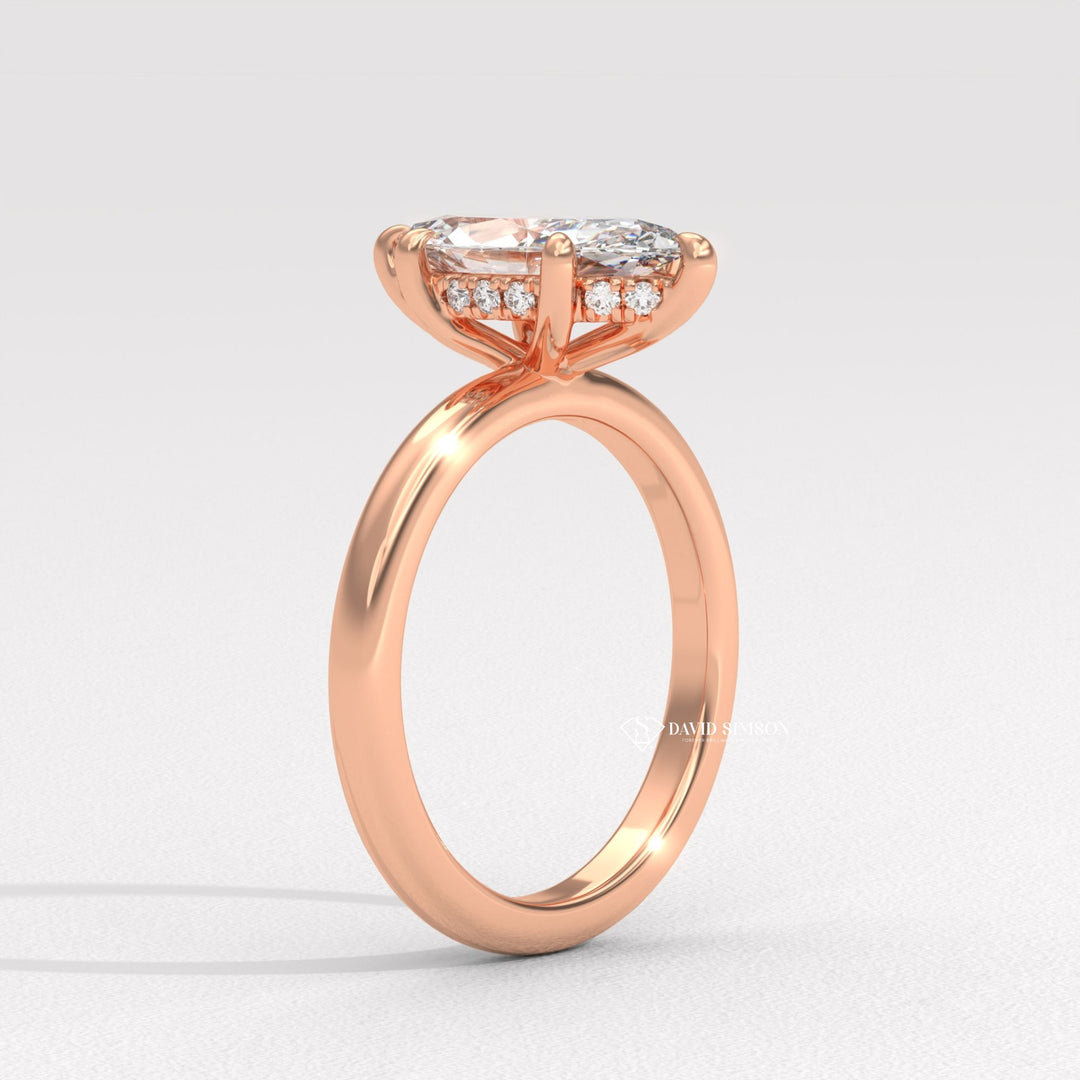 1.50CT-2.50CT Marquise Moissanite Hidden Halo Diomond Engagement Ring