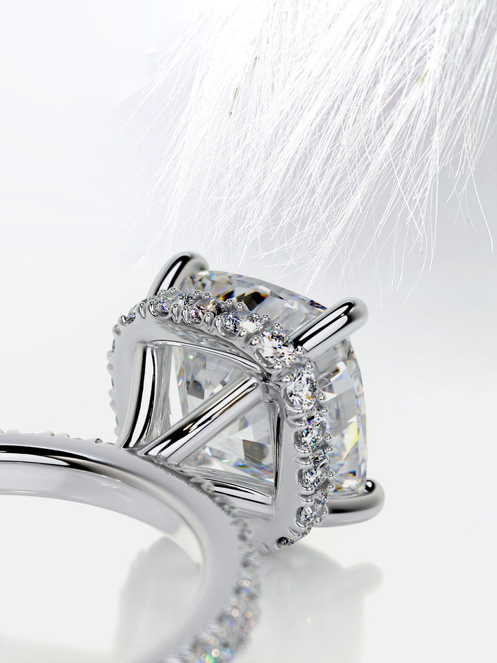 2.50CT Cushion Cut Moissanite Hidden Halo Diamond Engagement Ring