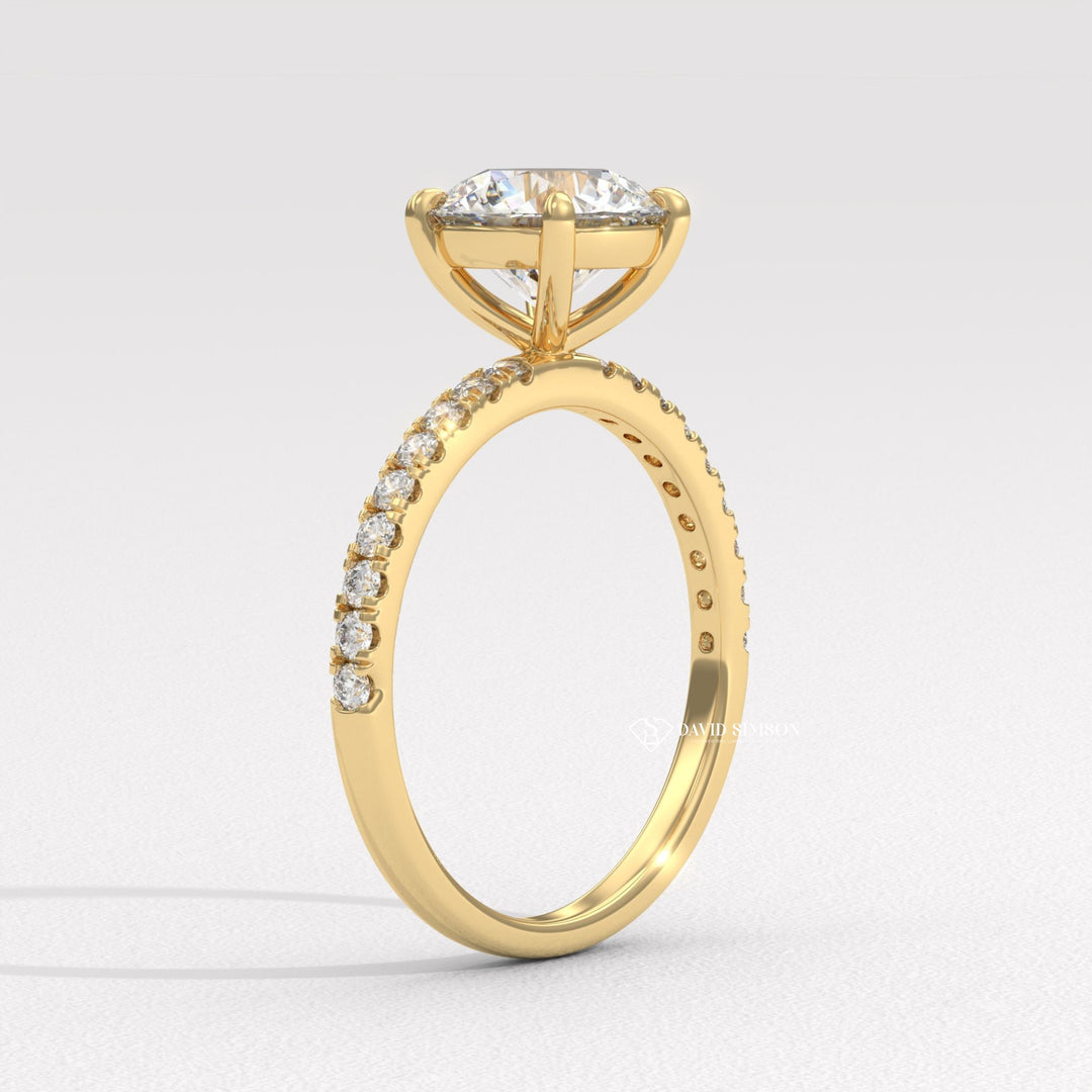 1.50CT-2.50CT Round Moissanite Pave Diamond Engagement Ring