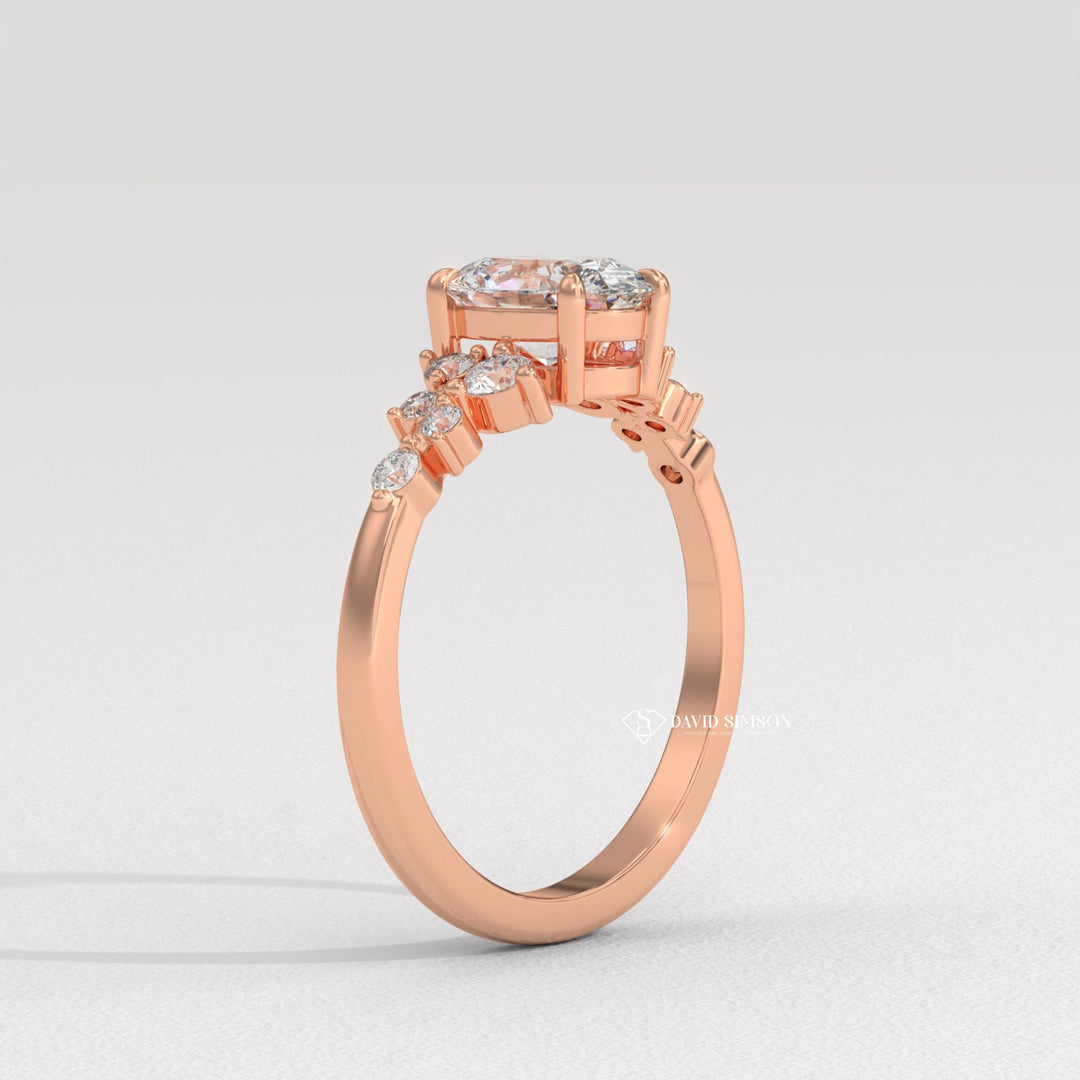1.50CT-2.50CT Oval Moissanite Diamond Cluster Engagement Ring