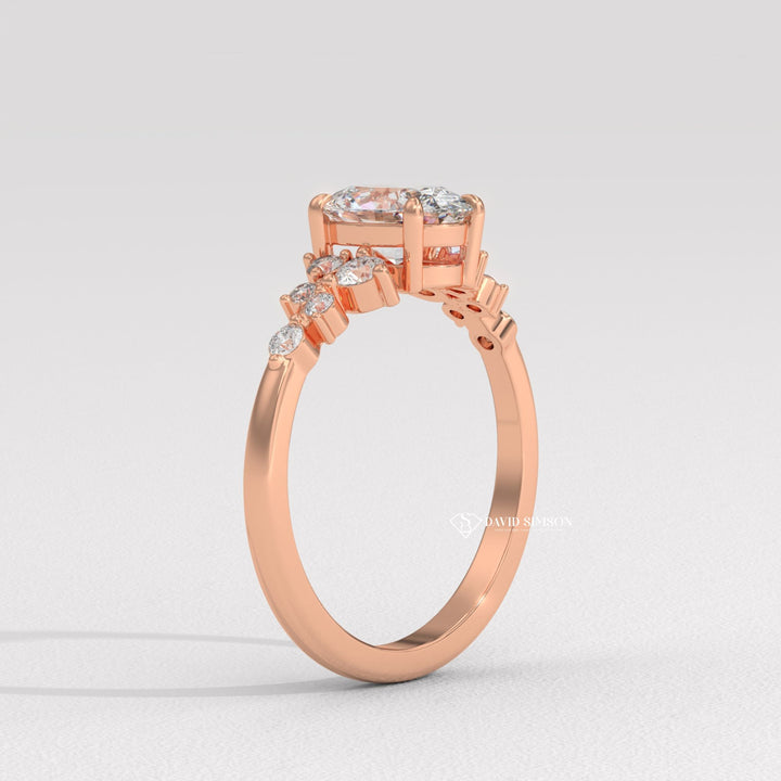 1.50CT-2.50CT Oval Moissanite Diamond Cluster Engagement Ring