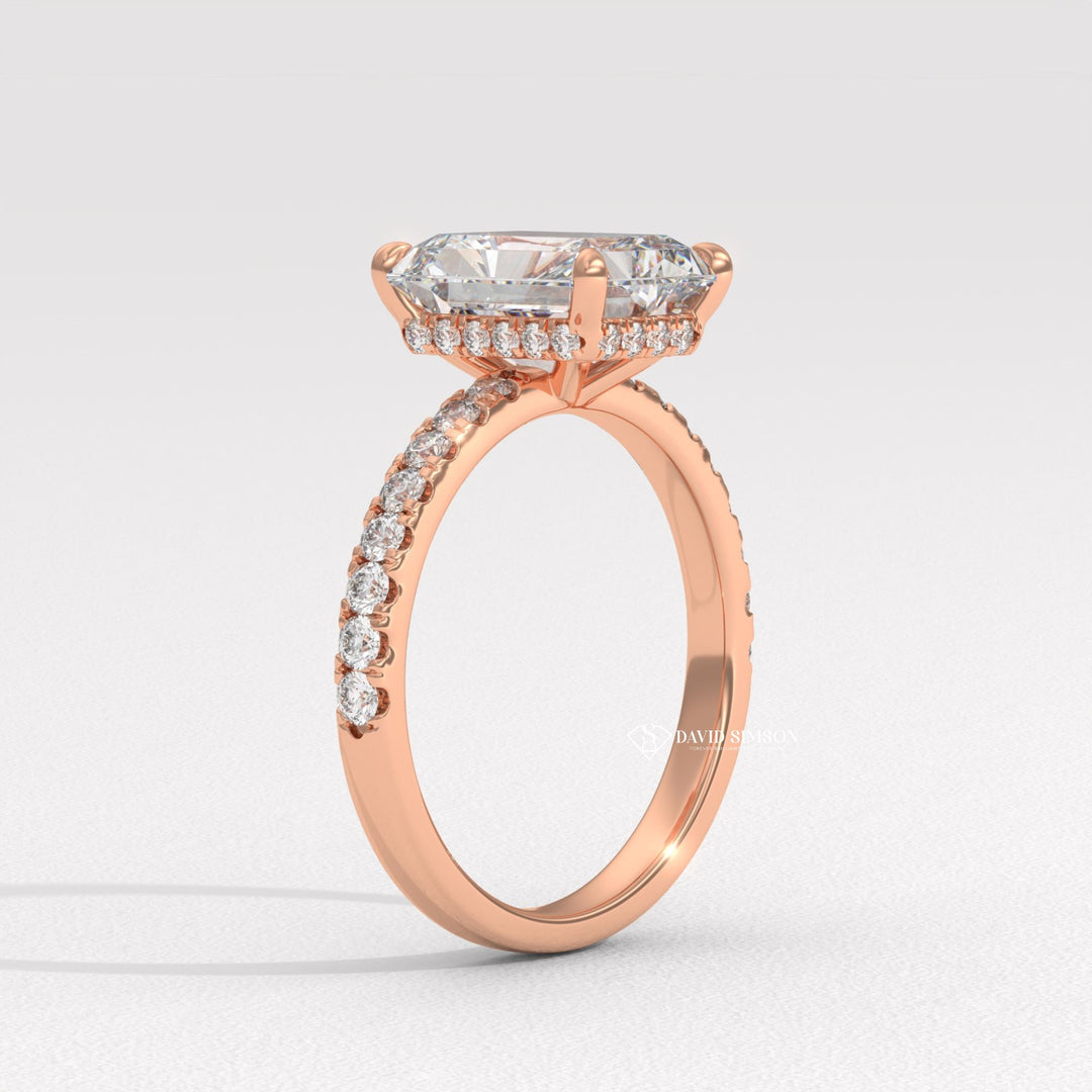 2.50CT-3.50CT Radiant Diamond Hidden Halo & pave Engagement Ring