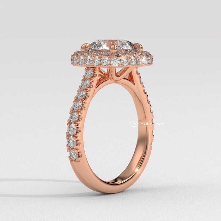 1.0CT-2.0CT Round Cut Moissanite Diamond Double Halo Engagement Ring