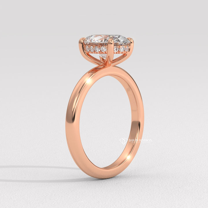 2.0CT-3.0CT Oval Moissanite Diomond Hidden Halo Solitaire Engagement Ring