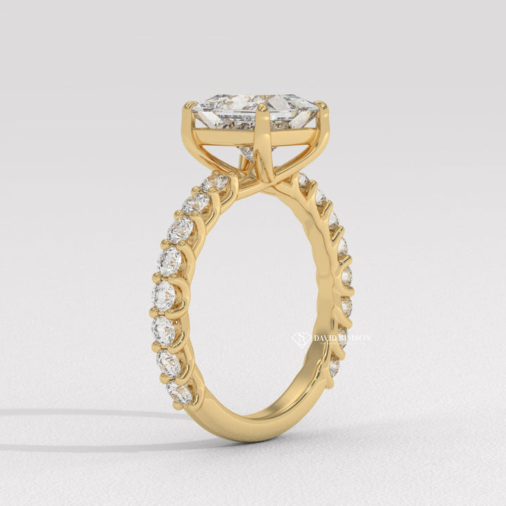 2.50CT-3.50CT Princess Moissanite Diamond Pave Engagement Ring