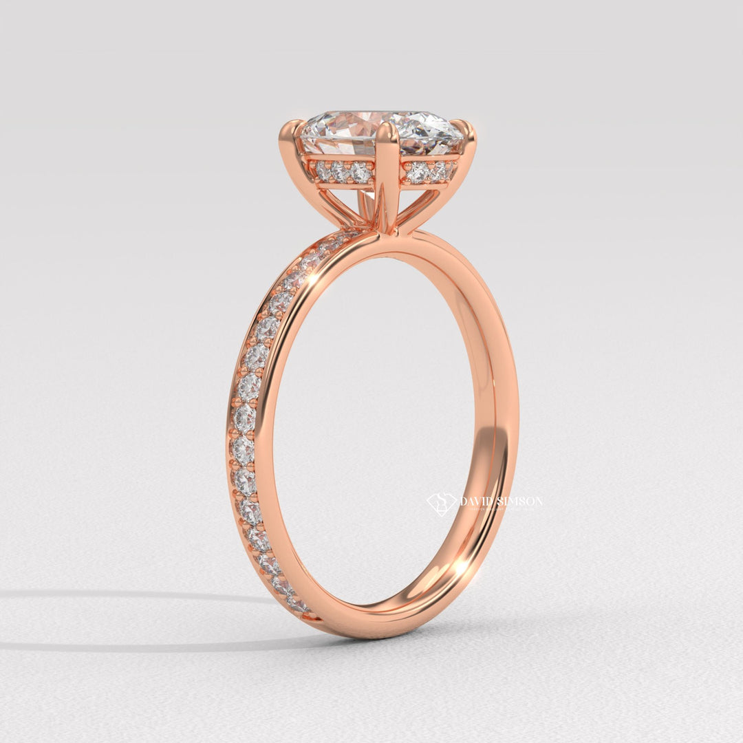 2.50CT-3.50CT Oval Moissanite Diamond Channel Set Pave Engagement Ring