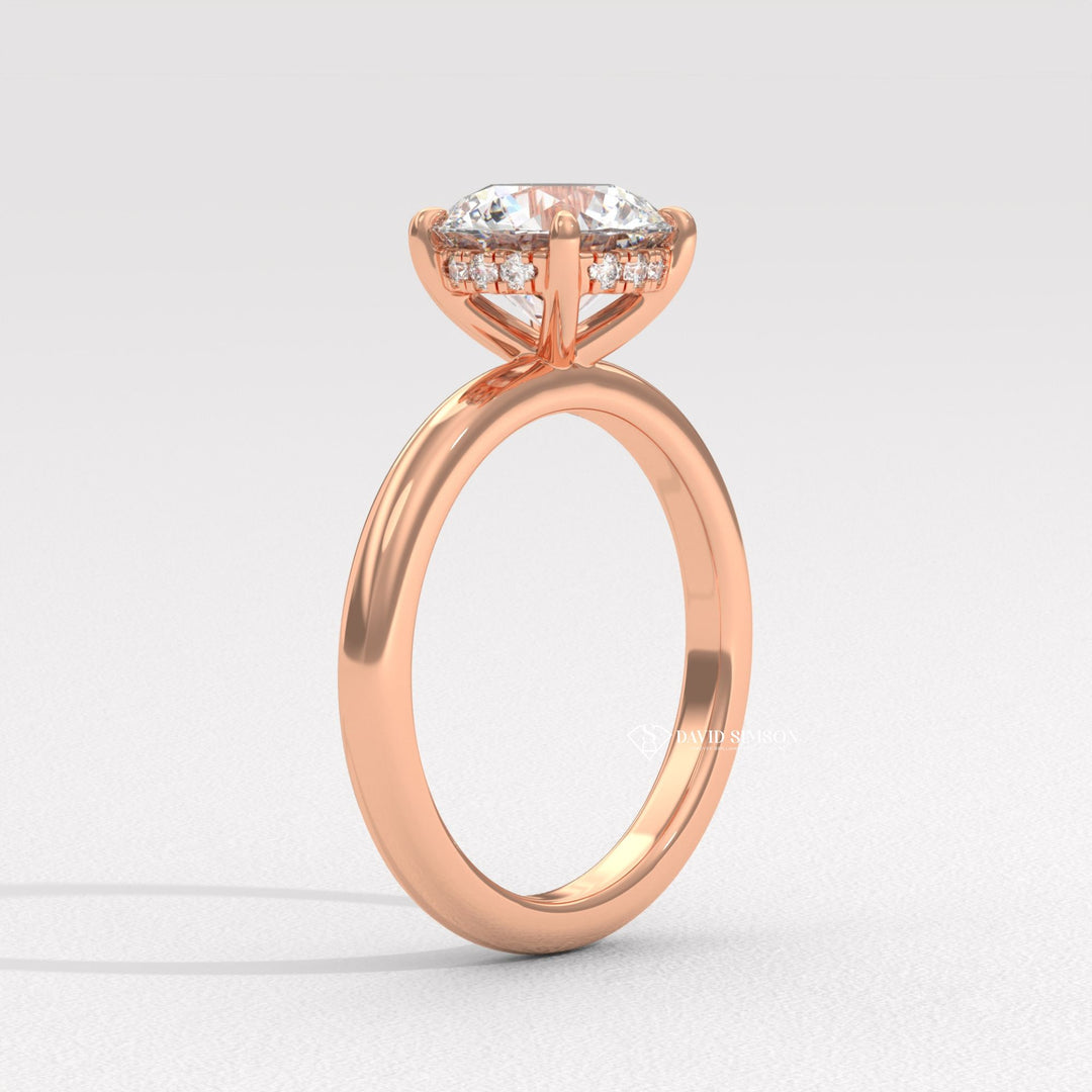 2.50CT-3.50CT Round Moissanite Solitaire Diomond Hidden Halo Engagement Ring