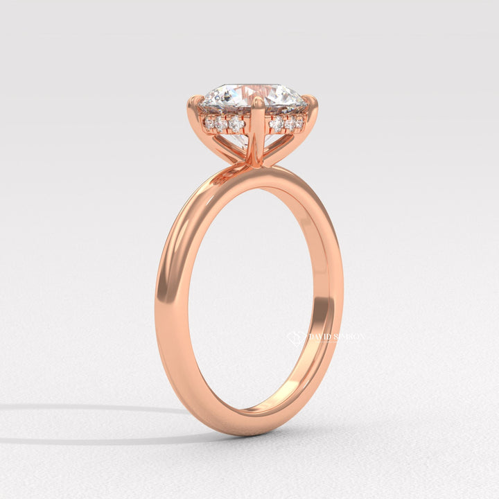 2.50CT-3.50CT Round Moissanite Solitaire Diomond Hidden Halo Engagement Ring