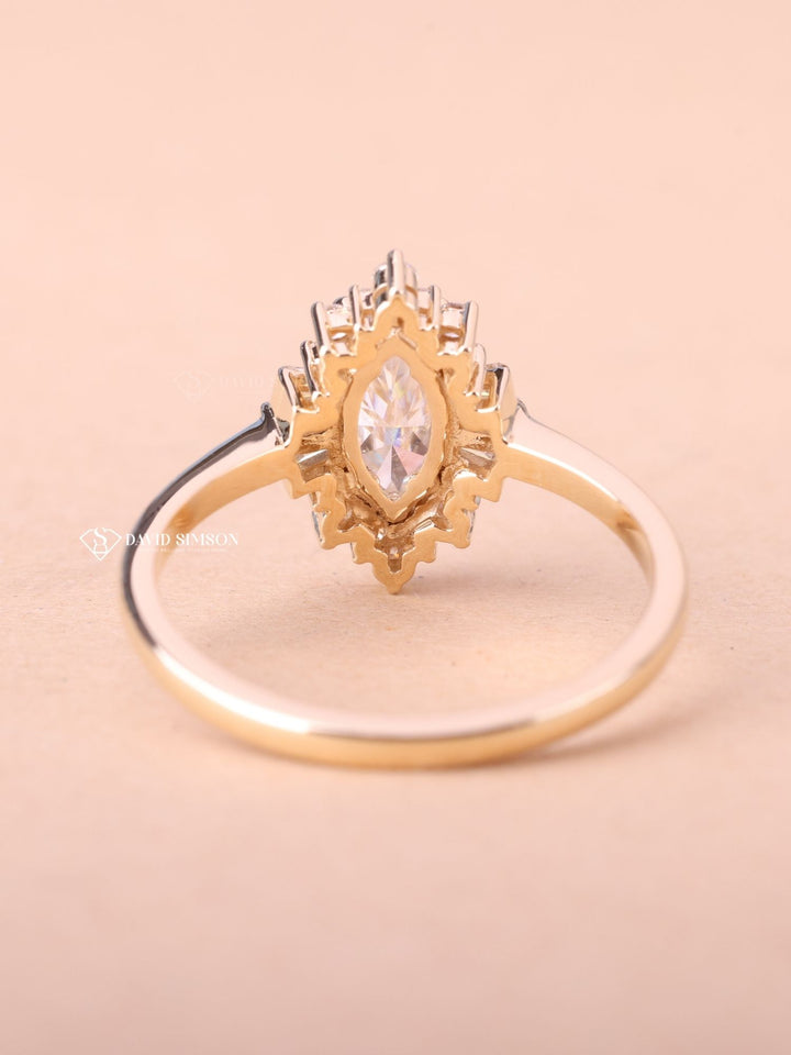 1.0CT-2.0CT Marquise Cut Moissanite Diamond Cluster Engagement Ring