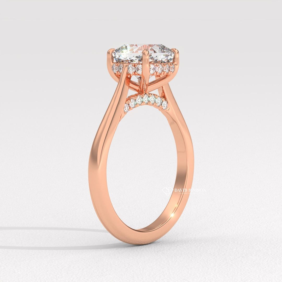 2.0CT-3.0CT Cushion Moissanite Diamond Hidden Halo Engagement Ring