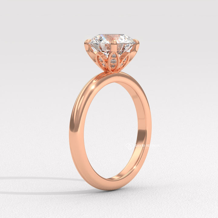 1.0CT-3.0CT Round Moissanite Diamond Tulip Set Engagement Ring