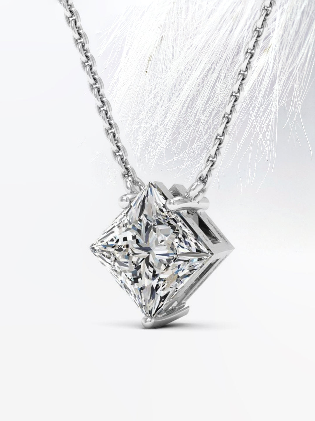 Princess Cut Moissanite Diamond Solitaire Colleen Necklace for Her