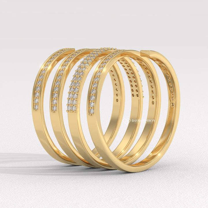 Round Cut Moissanite Diamond Channel Set Spring Wedding Band