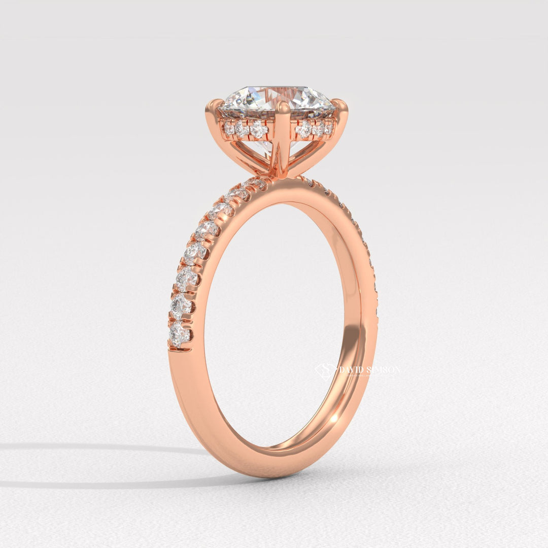 1.0CT-3.0CT Round Moissanite Diamond Hidden Halo Engagement Ring