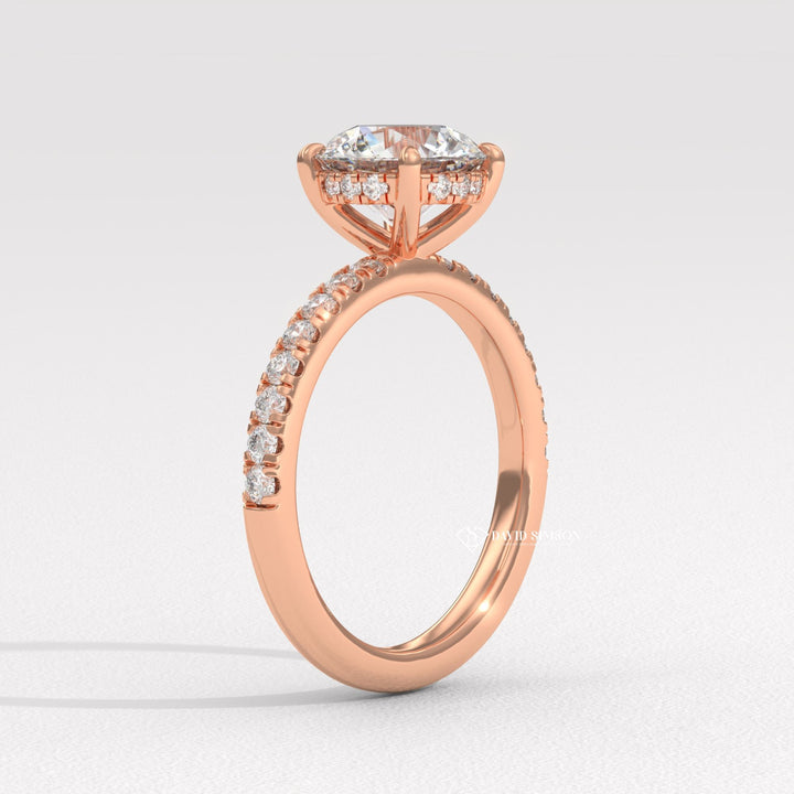 1.0CT-3.0CT Round Moissanite Diamond Hidden Halo Engagement Ring