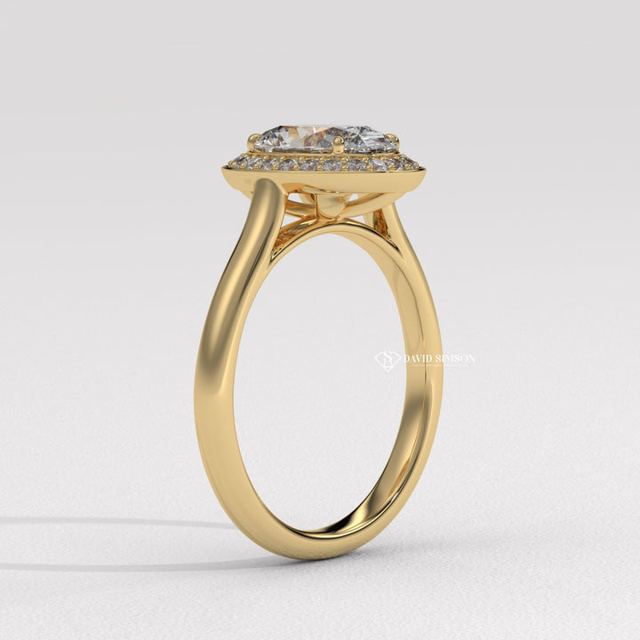 1.50CT-2.50CT Oval Cut Moissanite Channel Set Halo Diamond Engagement Ring