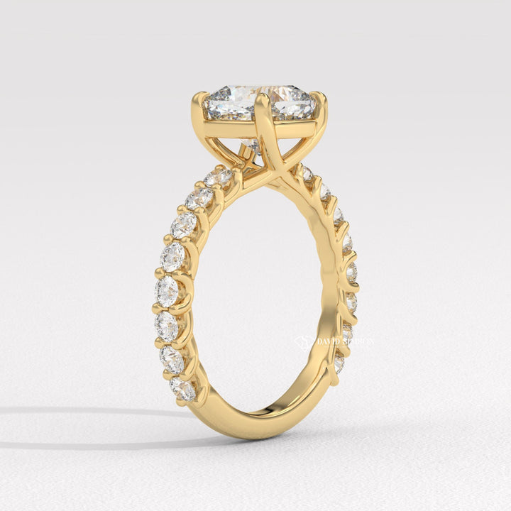 1.50CT-2.50CT Cushion Moissanite Diamond Pave Engagement Ring
