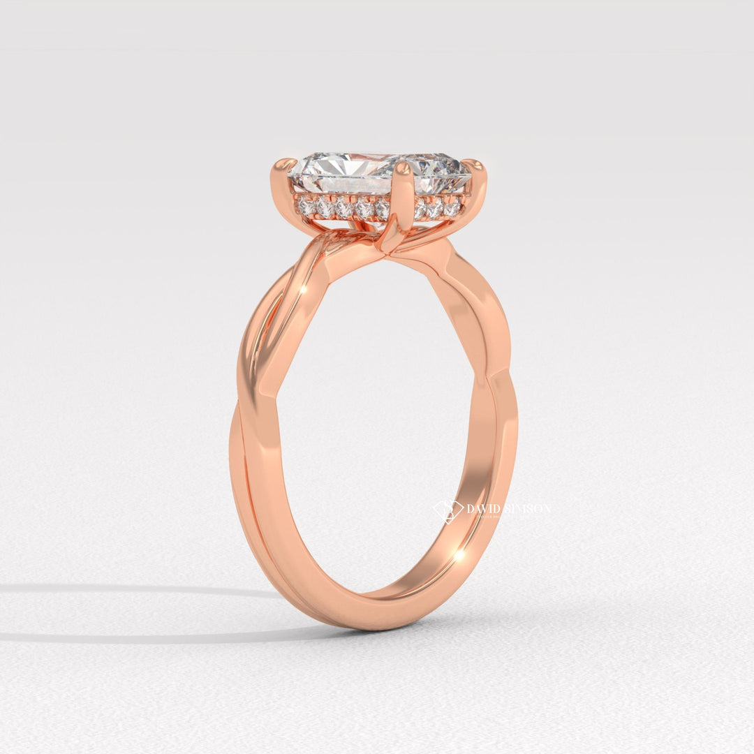 2.0CT-3.0CT Radiant Moissanite Infinity Diamond Hidden Halo Engagement Ring