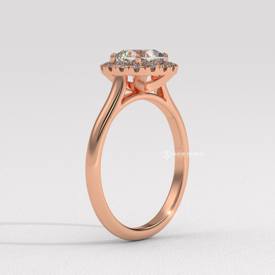 1.0CT-2.0CT Cushion Cut Moissanite Halo Diamond Solitaire Engagement Ring