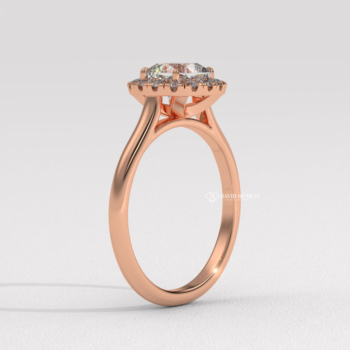 1.0CT-2.0CT Cushion Cut Moissanite Halo Diamond Solitaire Engagement Ring