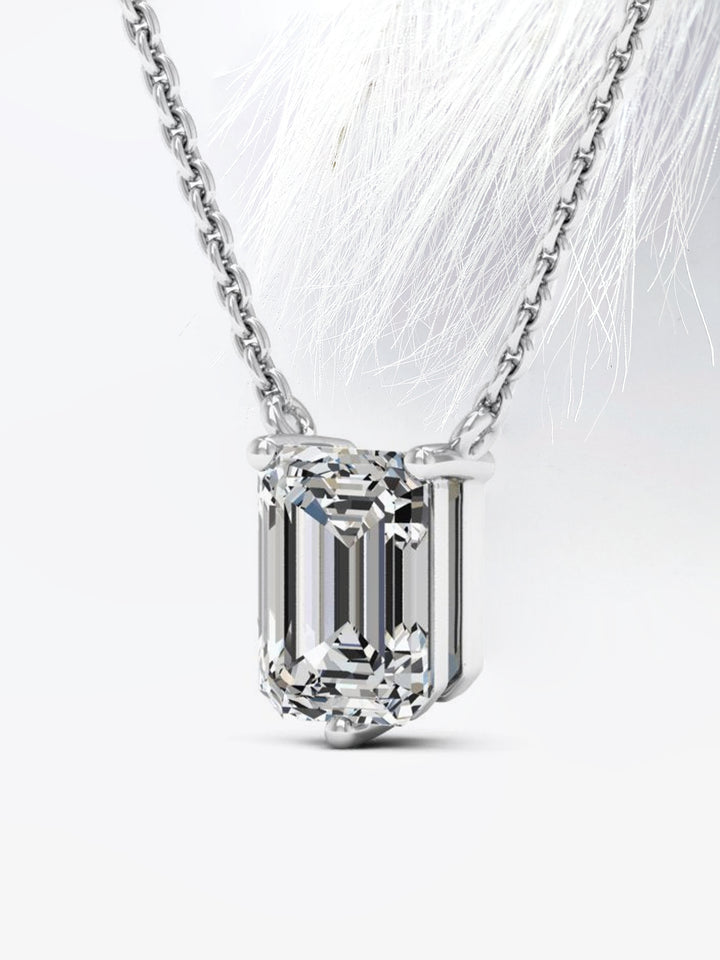 Emerald Cut Moissanite Diamond Solitaire Colleen Necklace